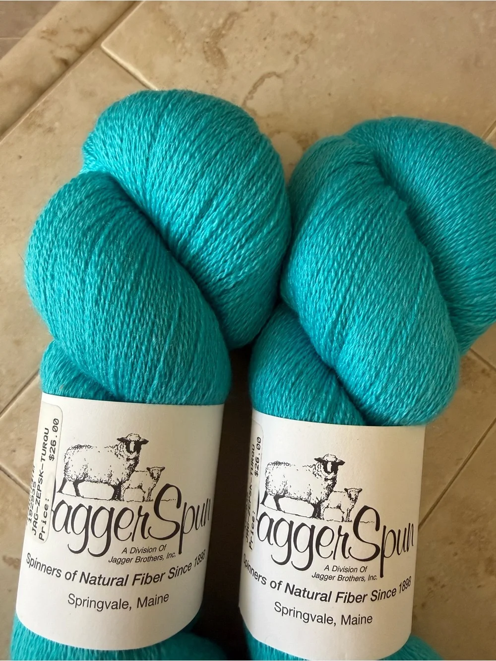 Jagger Spun Wo:Silk Blend Turquoise Hand-Dyed Yarn Skein - Bright Teal